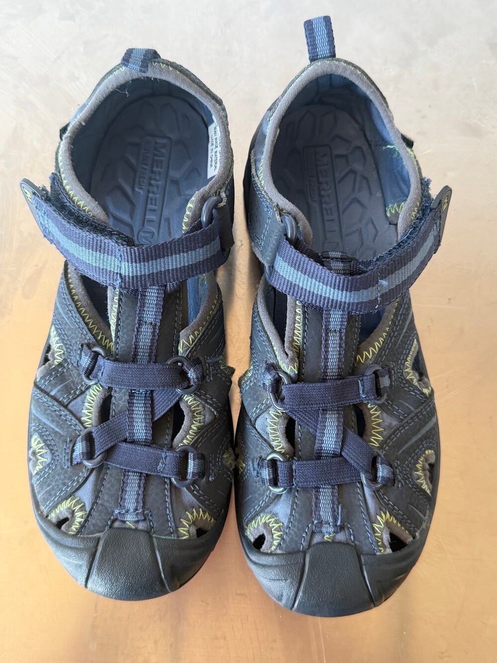 Merrell Hydro Hiker Blue Green Closed Toe Water Sandals Kids Size 3M/EU 35